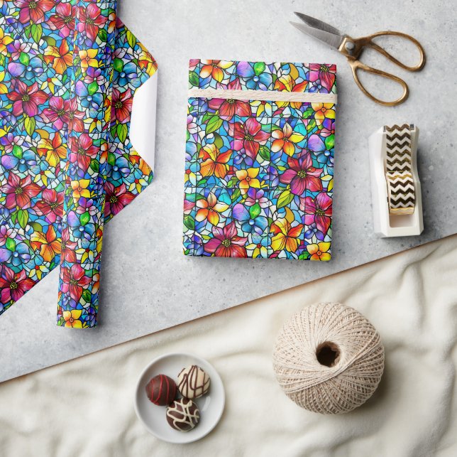 Papier Cadeau Motif sans fil en verre et feuille (Artisanat)