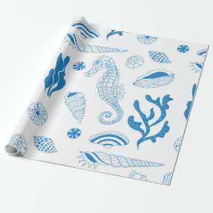 Papier Cadeau Motif sans joint avec coquillages