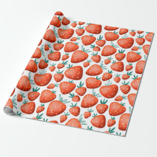 Papier Cadeau Motif sans soudure aux fraises rouges