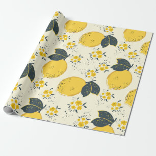 Papier Cadeau Motif sans soudure en agrumes avec citron jaune co