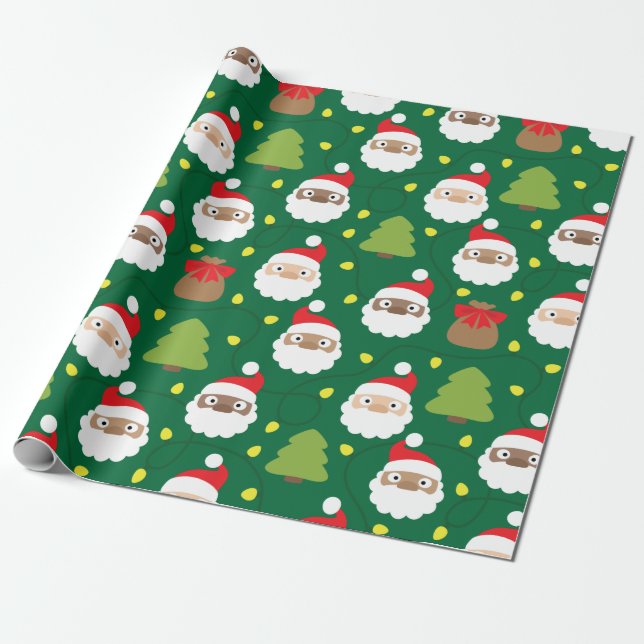 Papier Cadeau Motif Santa Clauses (Déroulé)