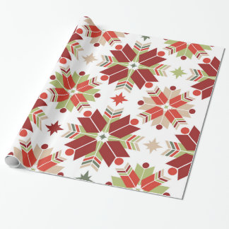 Papier Cadeau Motif scandinave de flocon de neige de Noël
