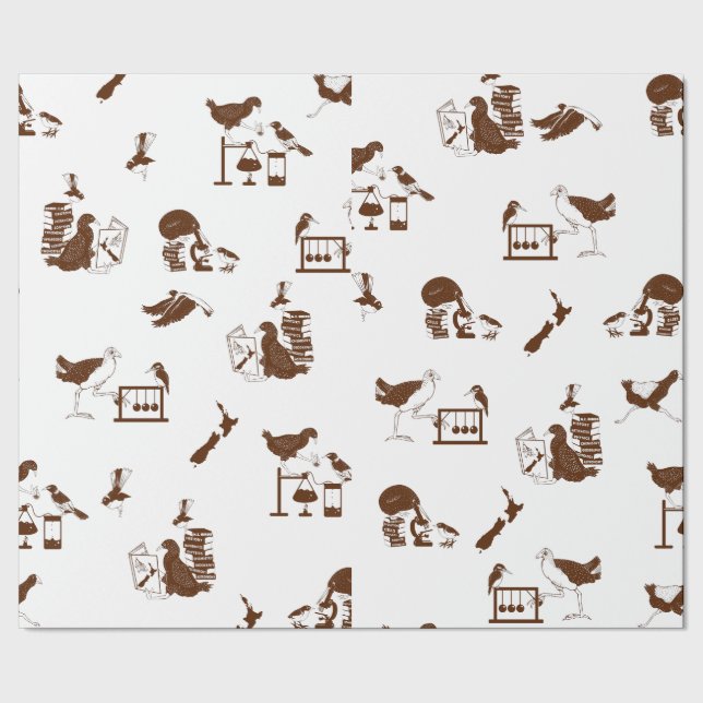 Papier Cadeau Motif scientifique néo-zélandais sur les oiseaux (Couture)