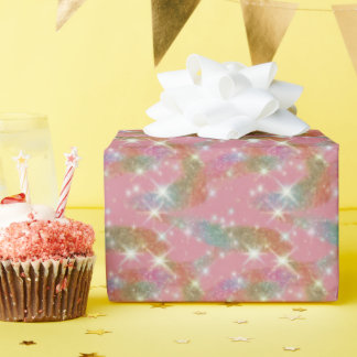 Papier Cadeau Motif scintillant de faux paillettes d'arc-en-ciel