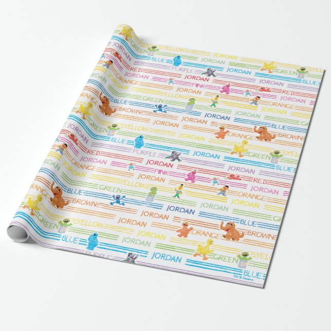 Papier Cadeau Motif Sesame Pals couleur arc-en-ciel (Déroulé)