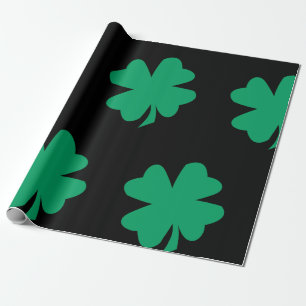 Papier Cadeau Motif shamrock Black Green St Patrick's Day 2024