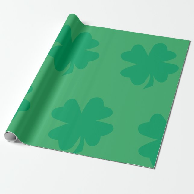 Papier Cadeau Motif shamrock Sea Green St Patrick's Day 2024 (Déroulé)