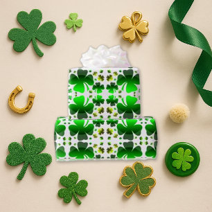 Papier Cadeau Motif Shamrock vert blanc