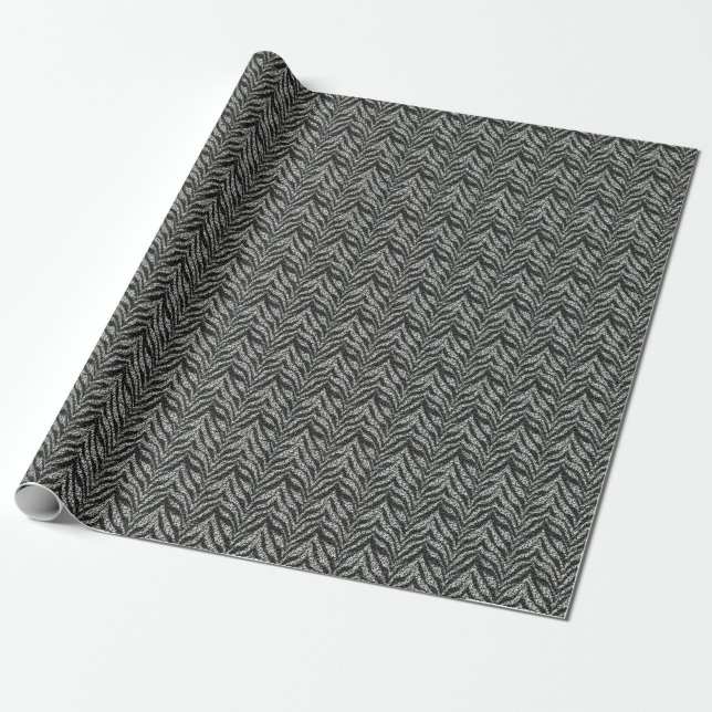 Papier Cadeau Motif Silver Grey Zebra Stripes (Déroulé)