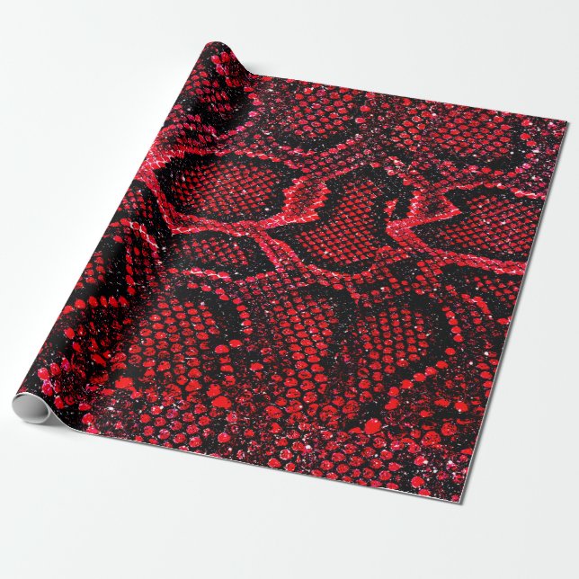 Papier Cadeau motif simple en peau de serpent rouge (Déroulé)