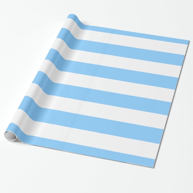 Papier Cadeau Motif Sky Blue, White XL Stripes (Déroulé)