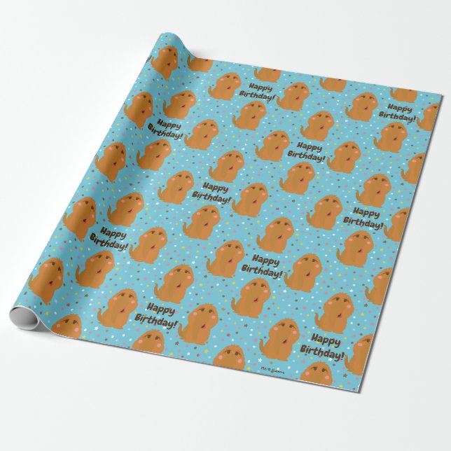 Papier Cadeau Motif Snuffleupagus Blue Stars & Dots (Déroulé)