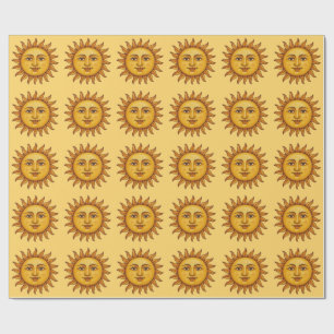 Papier Cadeau Motif Soleil Jaune.