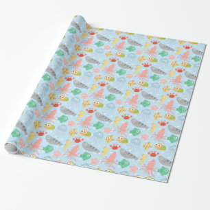 Papier Cadeau Motif sous-marin mignon et coloré d'animaux