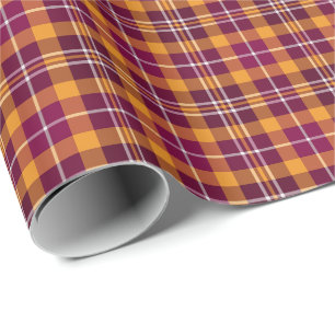 Papier Cadeau Motif sportif marron et orange de plaid