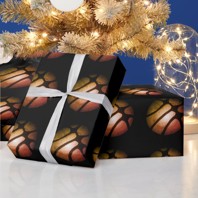 Papier Cadeau Motif sportif moderne Black Basketball Ball (Vacances)