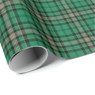Papier Cadeau Motif sportif vert, noir, et d'or de plaid