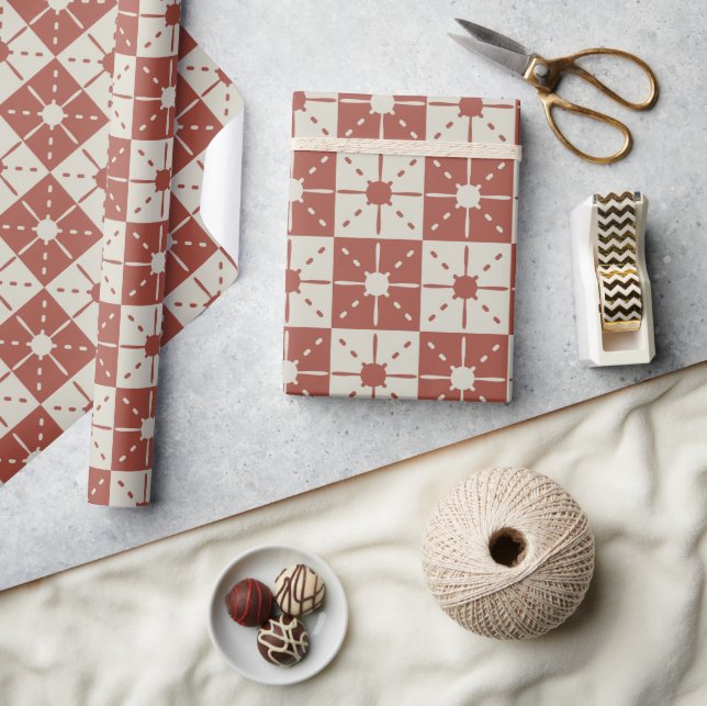 Papier Cadeau Motif Starburst moderne de terre cuite du milieu d (Artisanat)