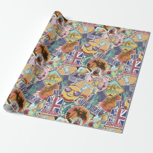 Papier Cadeau Motif Sticker Voyage