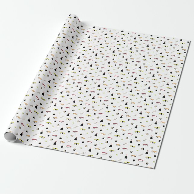 Papier Cadeau Motif sushi mou | Illustration alimentaire japonai (Déroulé)