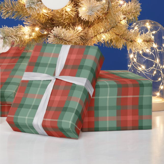 Papier Cadeau Motif tartan rouge et vert (Vacances)