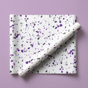 Papier Cadeau Motif terrazzo gris violet moderne