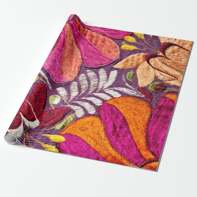 Papier Cadeau Motif textile mexicain (Déroulé)