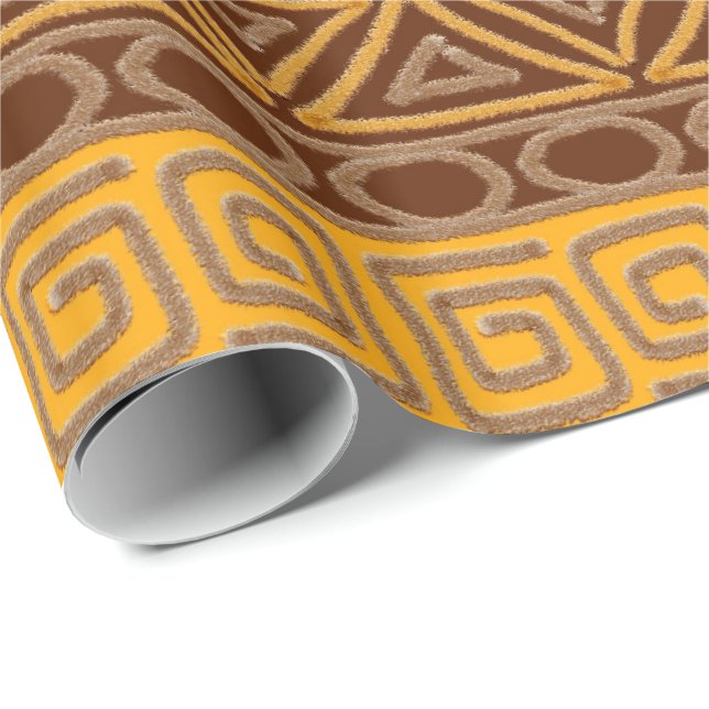 Papier Cadeau motif tiré par la main africain ethnique (Coin rond)