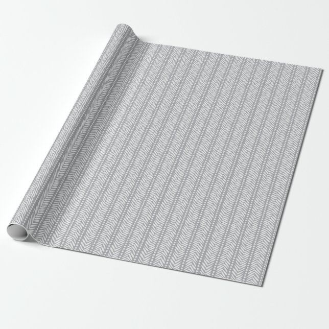 Papier Cadeau Motif tiré par la main gris de Chevron (Déroulé)
