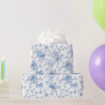 Motif Toile Coquette Rubans et Nœuds Bleus 