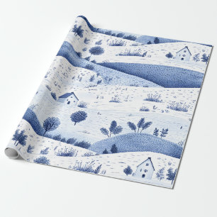 Papier Cadeau Motif Toile de Campagne Cottagecore