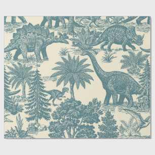Papier Cadeau Motif Toile Dinosaure Vintage