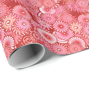 Papier Cadeau Motif tourbillon fractal, nuances de rouge profond
