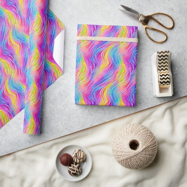 Papier Cadeau Motif Tourbillonnant de couleur vive (Artisanat)
