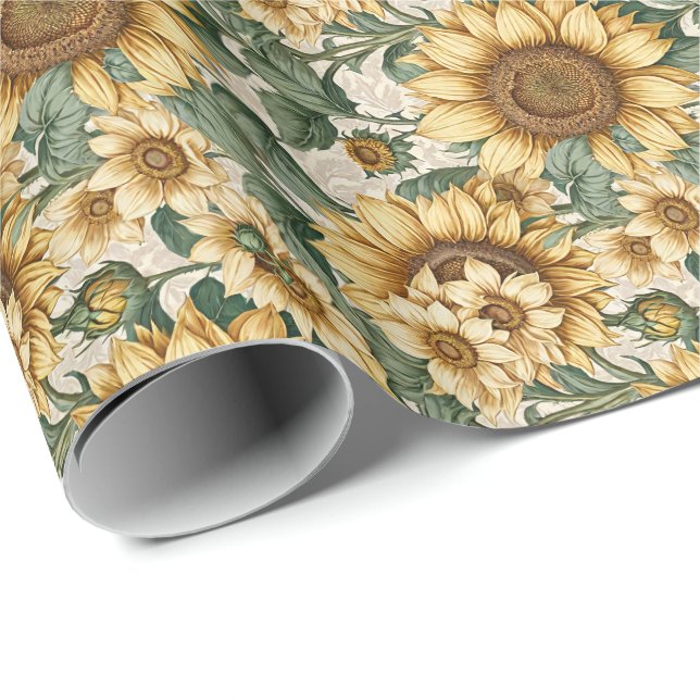Papier Cadeau motif tournesol (Coin rond)