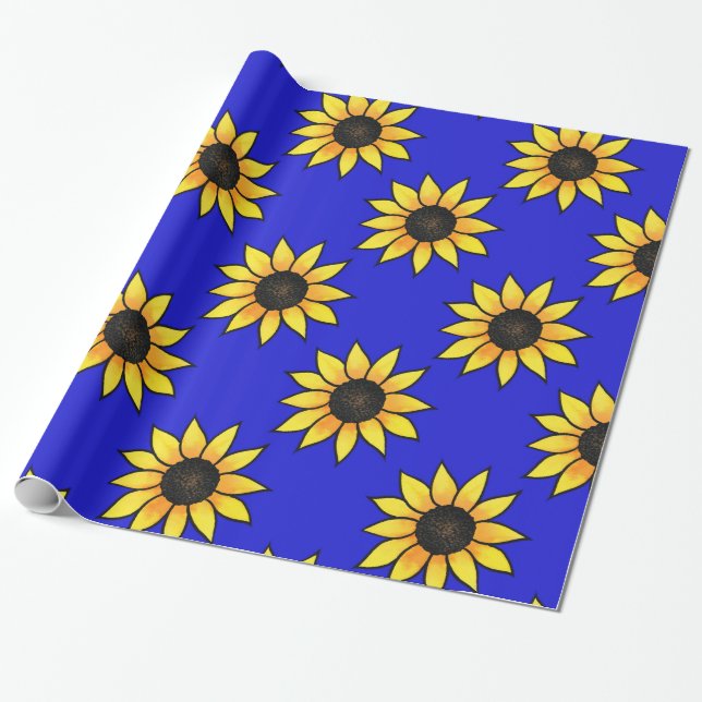 Papier Cadeau Motif tournesol 3 (Déroulé)
