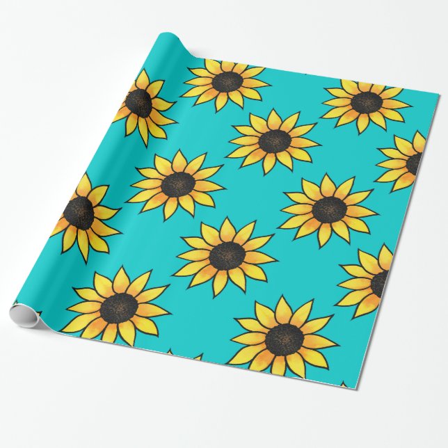Papier Cadeau Motif tournesol 4 (Déroulé)