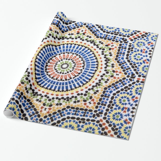 Papier Cadeau Motif traditionnel de tuile d'Azulejo de Portugais (Déroulé)