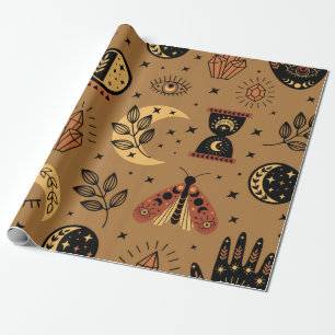 Papier Cadeau motif transparent avec éléments magiques