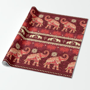 Papier Cadeau Motif transparent avec éléphants 