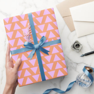 Papier Cadeau Motif triangle géométrique rose et orange