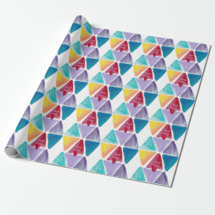 Papier Cadeau Motif triangles colorés à la main