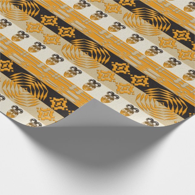 Papier Cadeau Motif tribal africain ethnique de rayures (Coin)