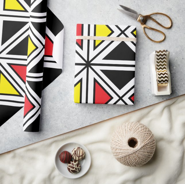Papier Cadeau Motif tribal ethnique géométrique (Artisanat)