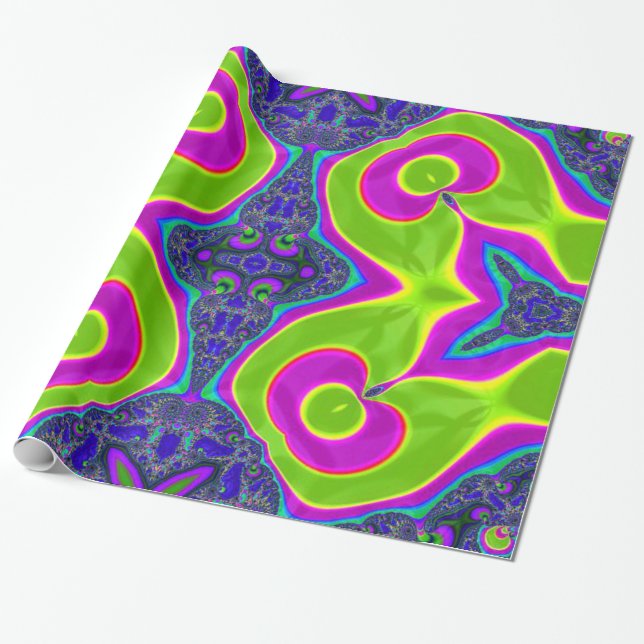 Papier Cadeau Motif Trippy psychédélique (Déroulé)