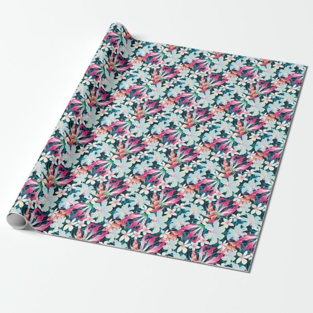Papier Cadeau Motif tropical coloré (Déroulé)