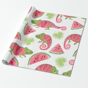 Papier Cadeau Motif tropical sans couture avec cha d'aquarelle m