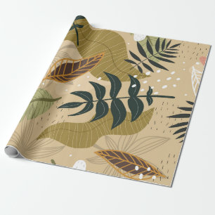 Papier Cadeau Motif tropical sans couture avec plantes, feuilles