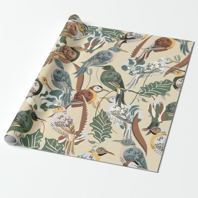 Papier Cadeau Motif tropicale sans couture. Imprimer avec des oi (Déroulé)