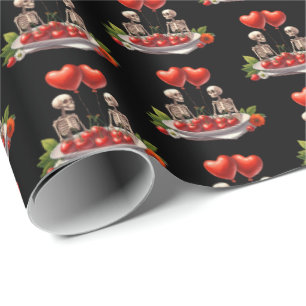 Papier Cadeau Motif tuilé gothique cool squelette de la Saint-Va